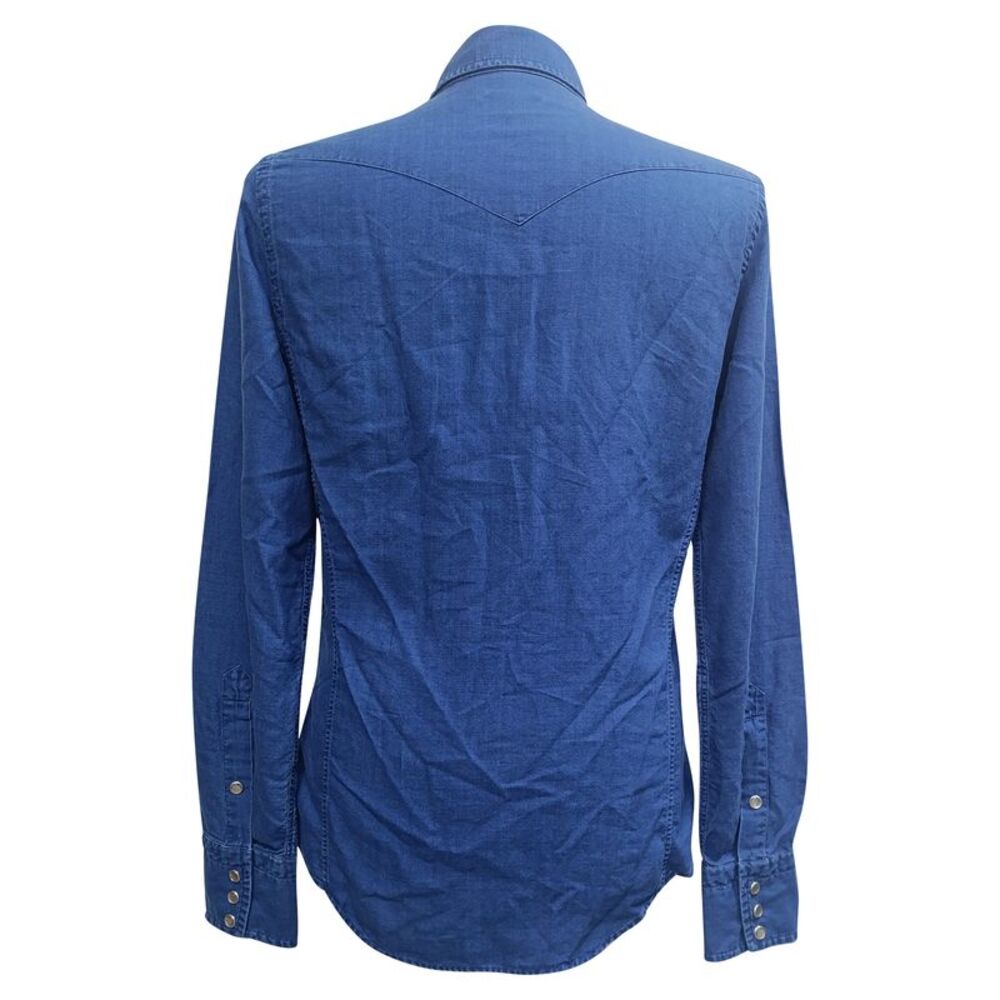 Tom Ford Button-Down Slim-Fit Denim Shirt In Blue Cotton View 5